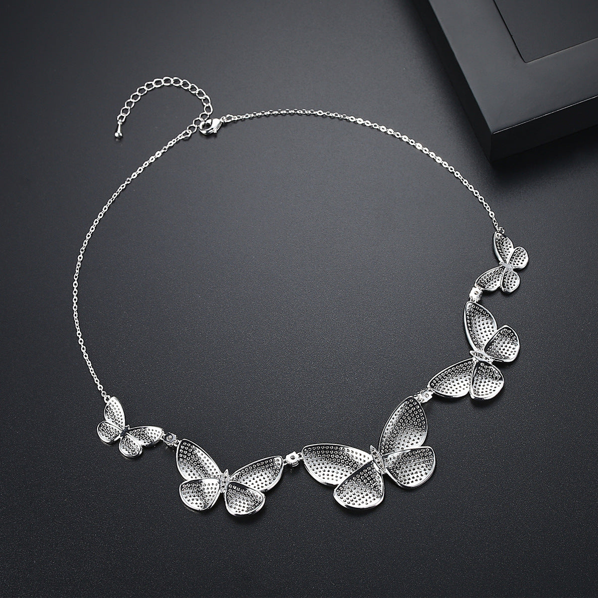 White Gold Plated Butterfly Cubic Zirconia Necklace AAA1127