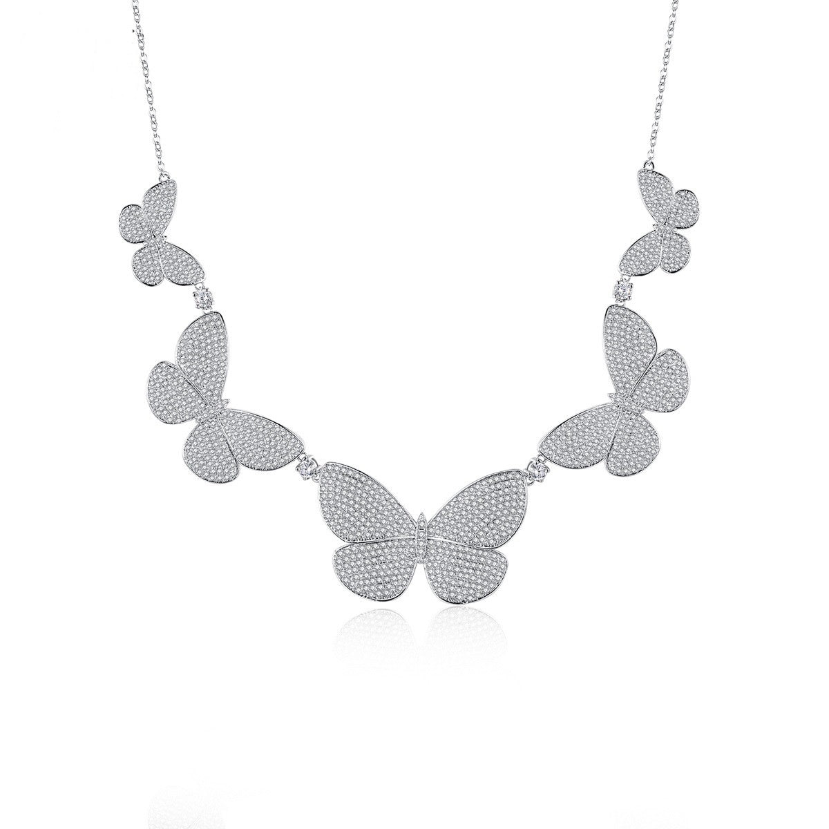 White Gold Plated Butterfly Cubic Zirconia Necklace AAA1127