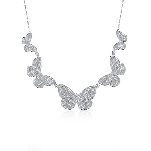 White Gold Plated Butterfly Cubic Zirconia Necklace AAA1127