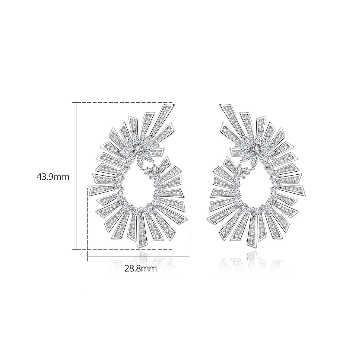 White Gold Plated U-Shape Geometric Cubic Zirconia Drop Earrings AAA1130