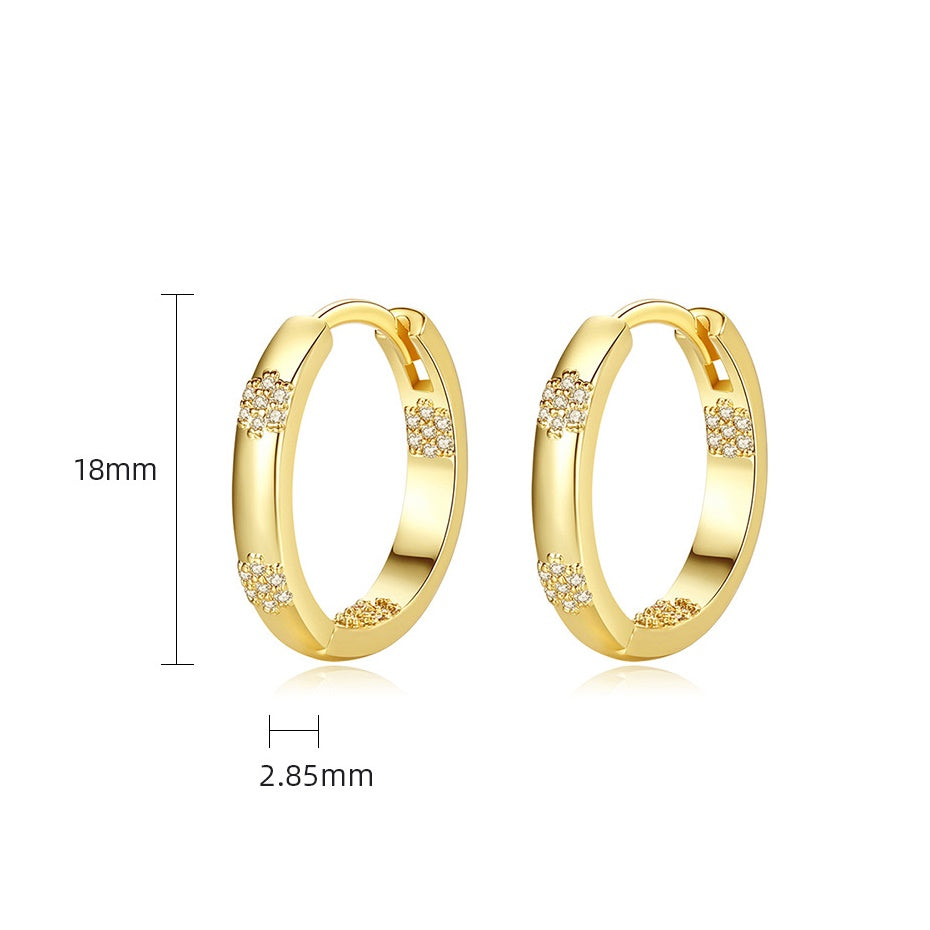 Gold Plated Flower Cubic Zirconia Huggie Earrings AAA1142
