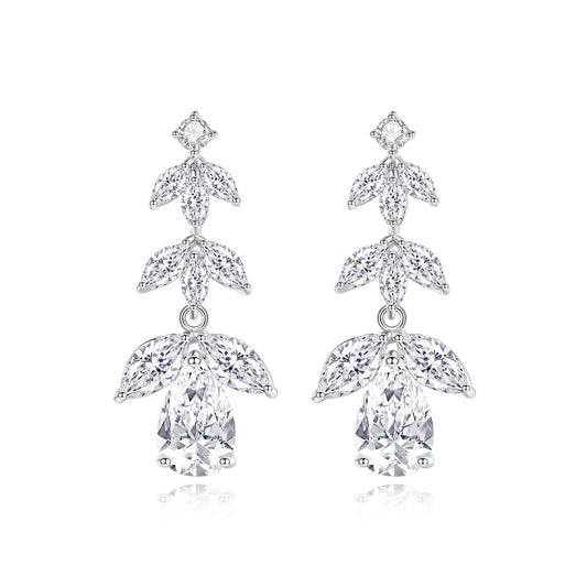 White Gold Plated Marquise & Pear Cubic Zirconia Drop Earrings AAA1176