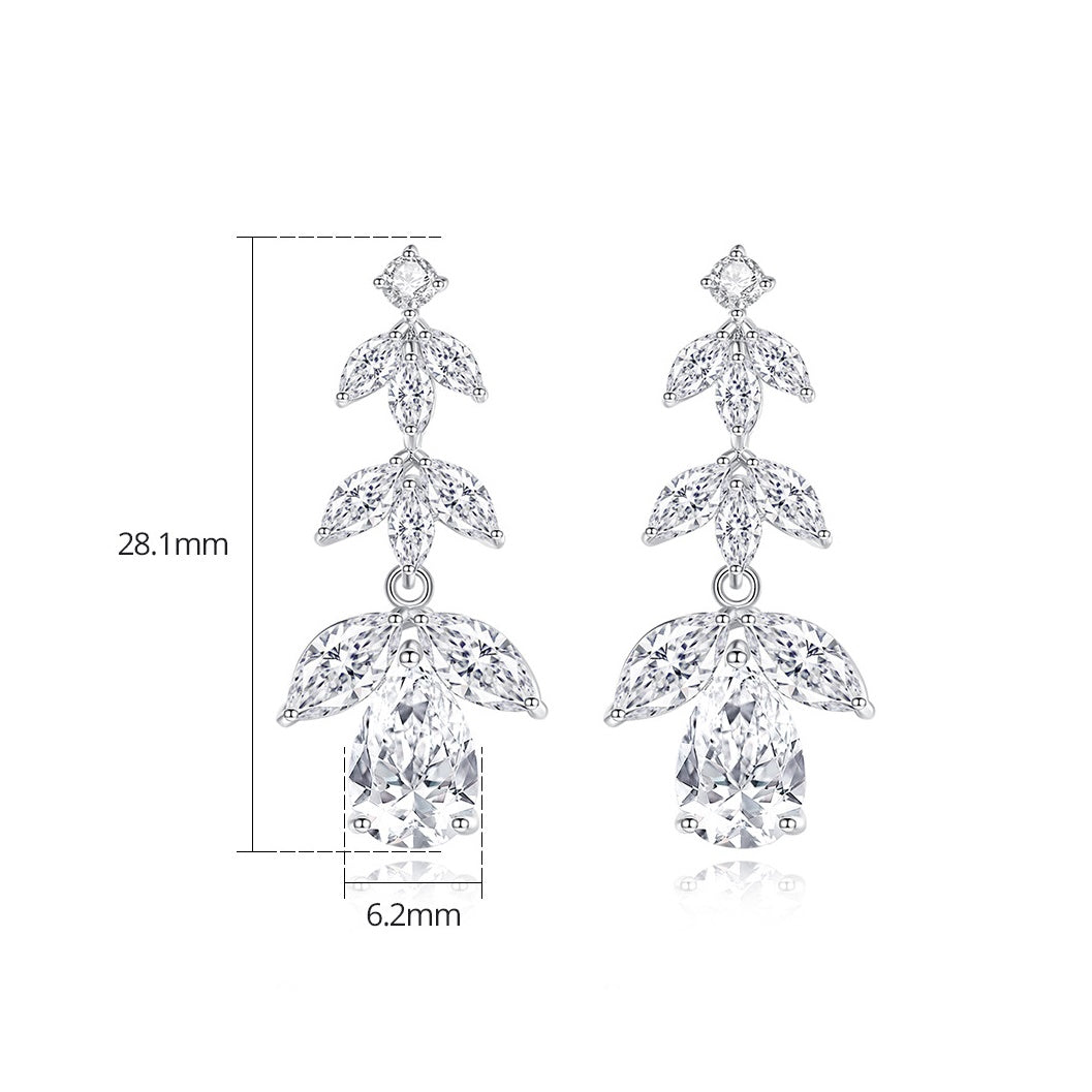 White Gold Plated Marquise & Pear Cubic Zirconia Drop Earrings AAA1176