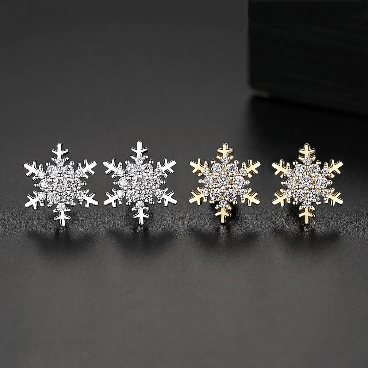 Gold Plated Snowflake Cubic Zirconia Stud Earrings AAA120