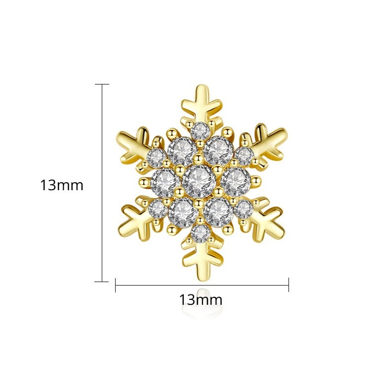 Gold Plated Snowflake Cubic Zirconia Stud Earrings AAA120