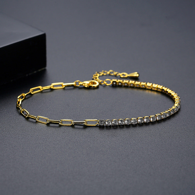 Gold Plated Mixed Color Cubic Zirconia Cup Chain Tennis Bracelet AAA1245
