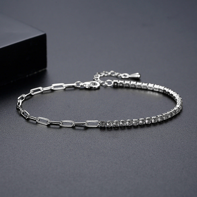 Gold Plated Mixed Color Cubic Zirconia Cup Chain Tennis Bracelet AAA1245
