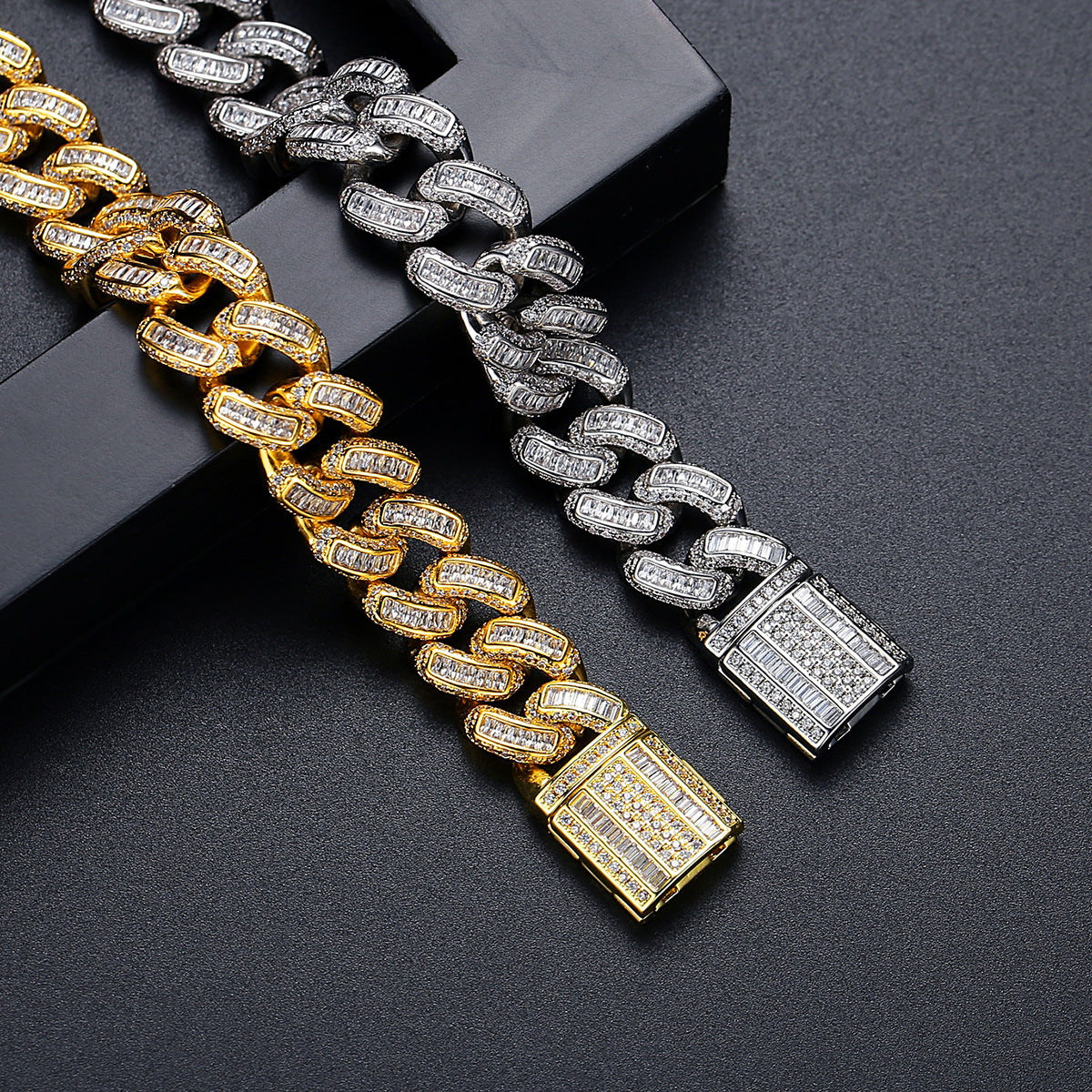 Hip Hop Gold Plated Cubic Zirconia Cuban Link Bracelet AAA1316