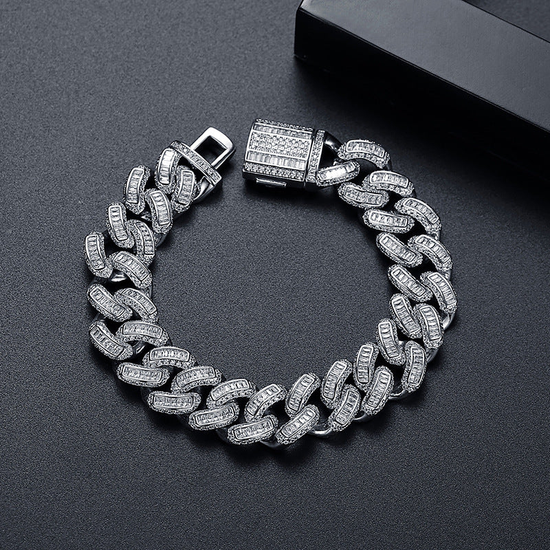 Hip Hop Gold Plated Cubic Zirconia Cuban Link Bracelet AAA1316