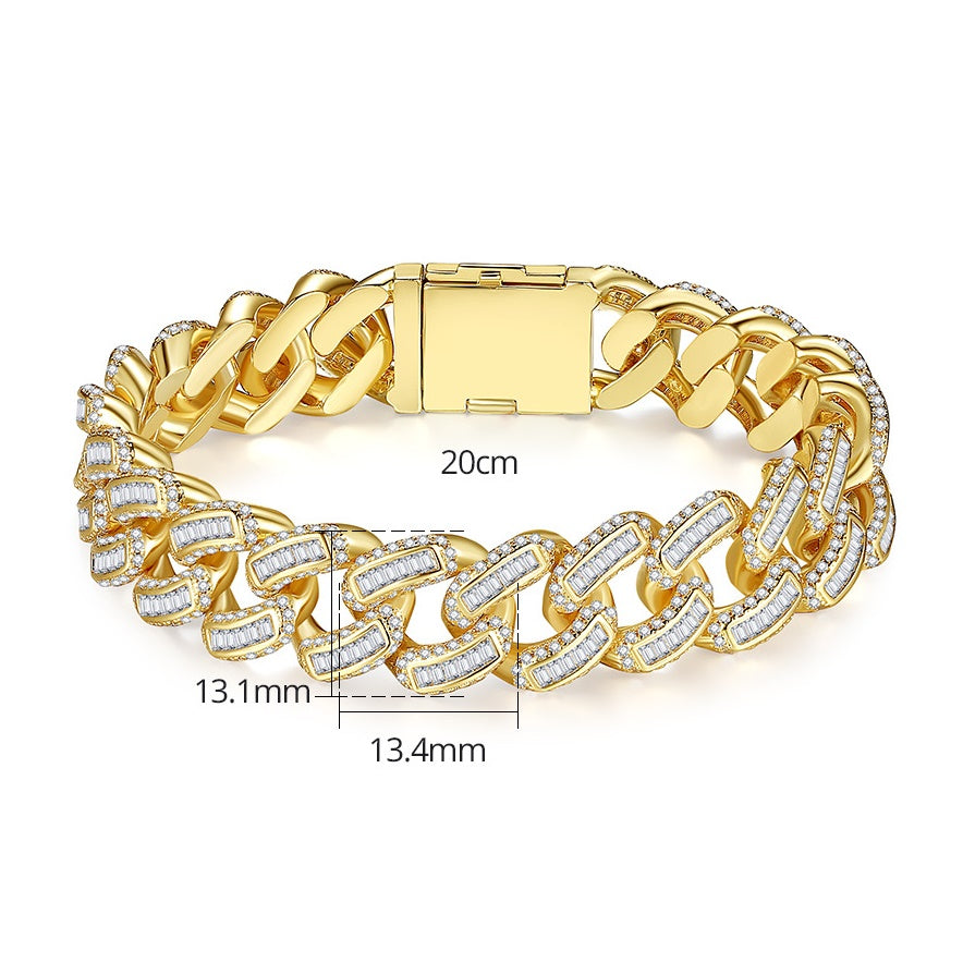 Hip Hop Gold Plated Cubic Zirconia Cuban Link Bracelet AAA1316