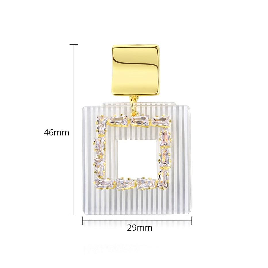 Modern Gold Plated Hollow Square Dangle Drop Statement Earrings AAA1360