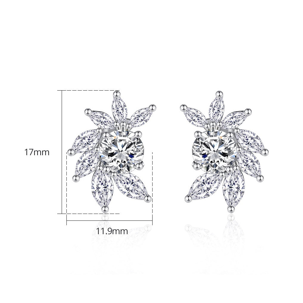 White Gold Plated Marquise & Round Cubic Zirconia Stud Earrings AAA1391