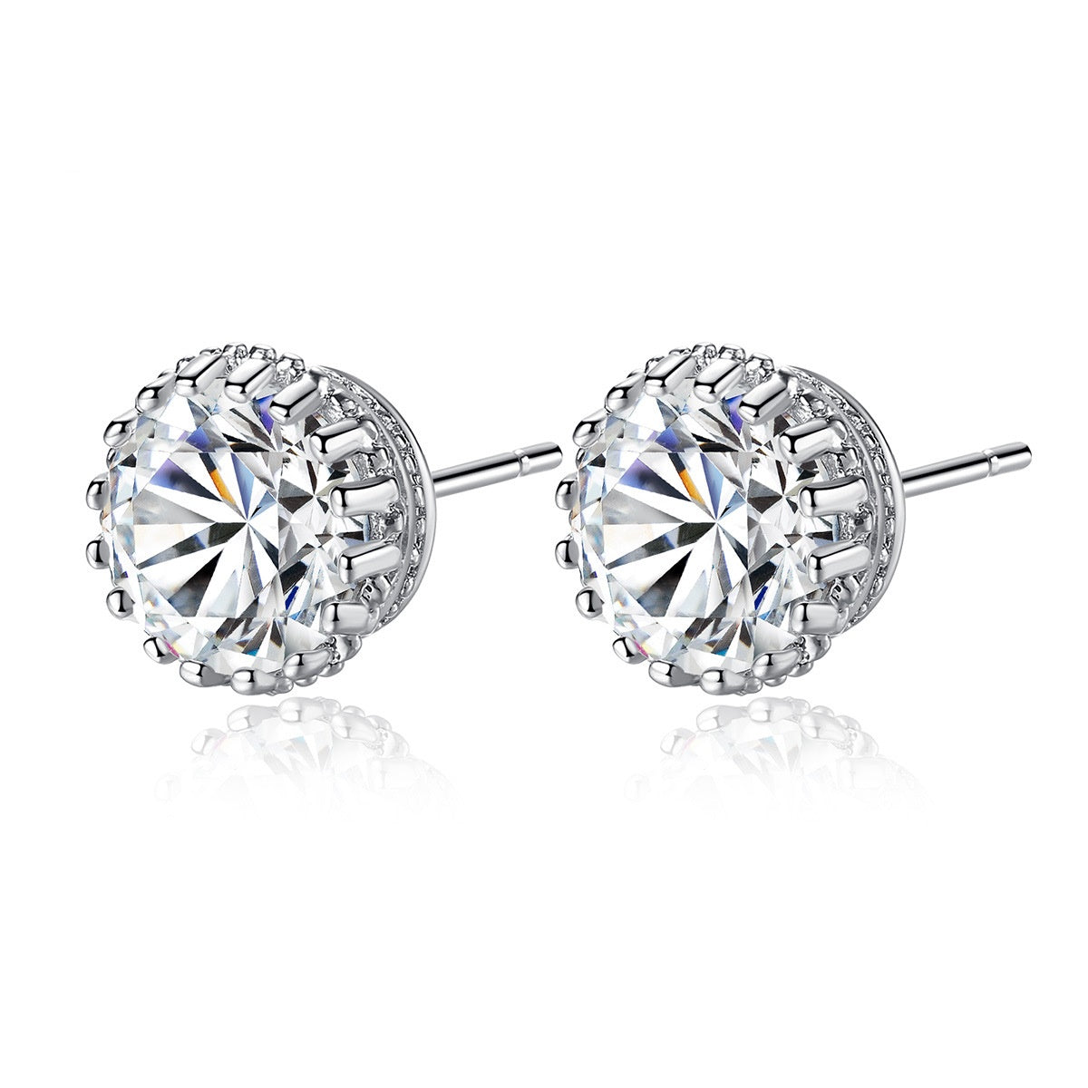 White Gold Plated Cubic Zirconia Stud Earrings AAA1418