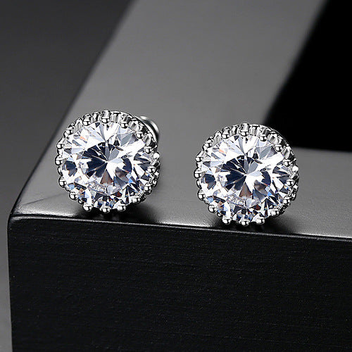 White Gold Plated Cubic Zirconia Stud Earrings AAA1418