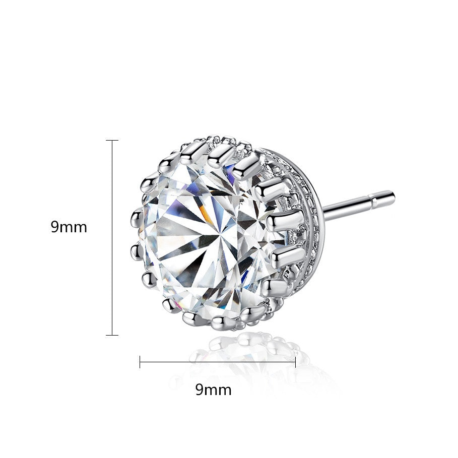 White Gold Plated Cubic Zirconia Stud Earrings AAA1418