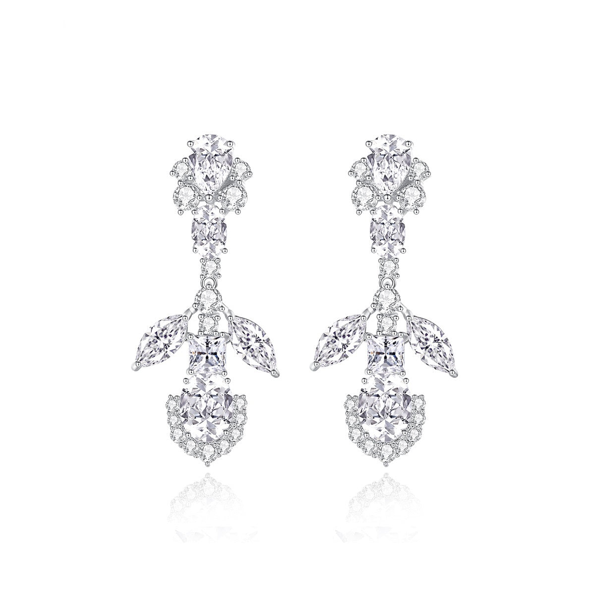 White Gold Plated Cubic Zirconia Drop Earrings AAA1461
