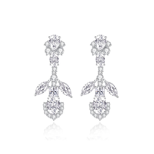 White Gold Plated Cubic Zirconia Drop Earrings AAA1461