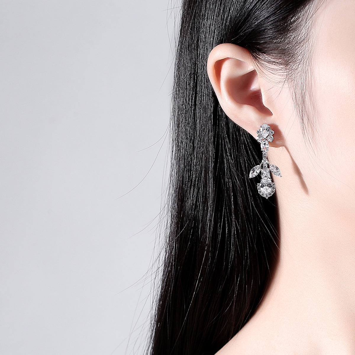 White Gold Plated Cubic Zirconia Drop Earrings AAA1461