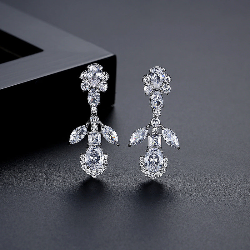 White Gold Plated Cubic Zirconia Drop Earrings AAA1461