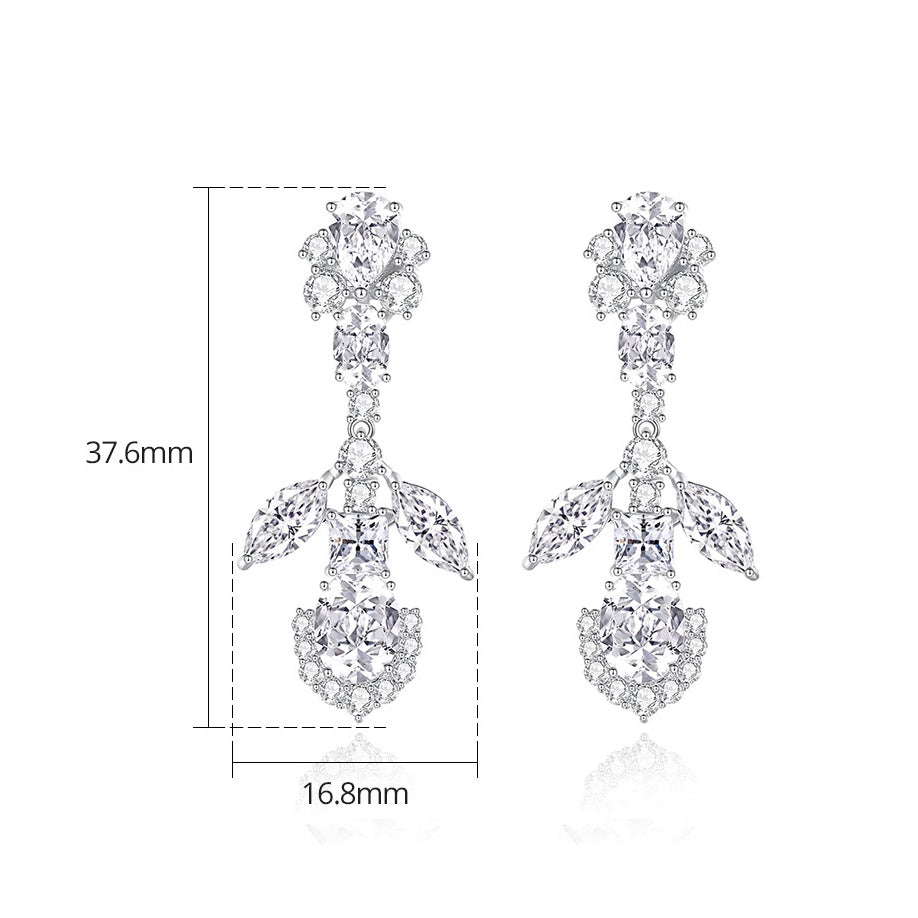 White Gold Plated Cubic Zirconia Drop Earrings AAA1461