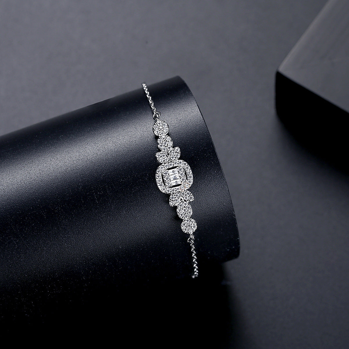 White Gold Plated Cubic Zirconia Chain Bracelet AAA1473
