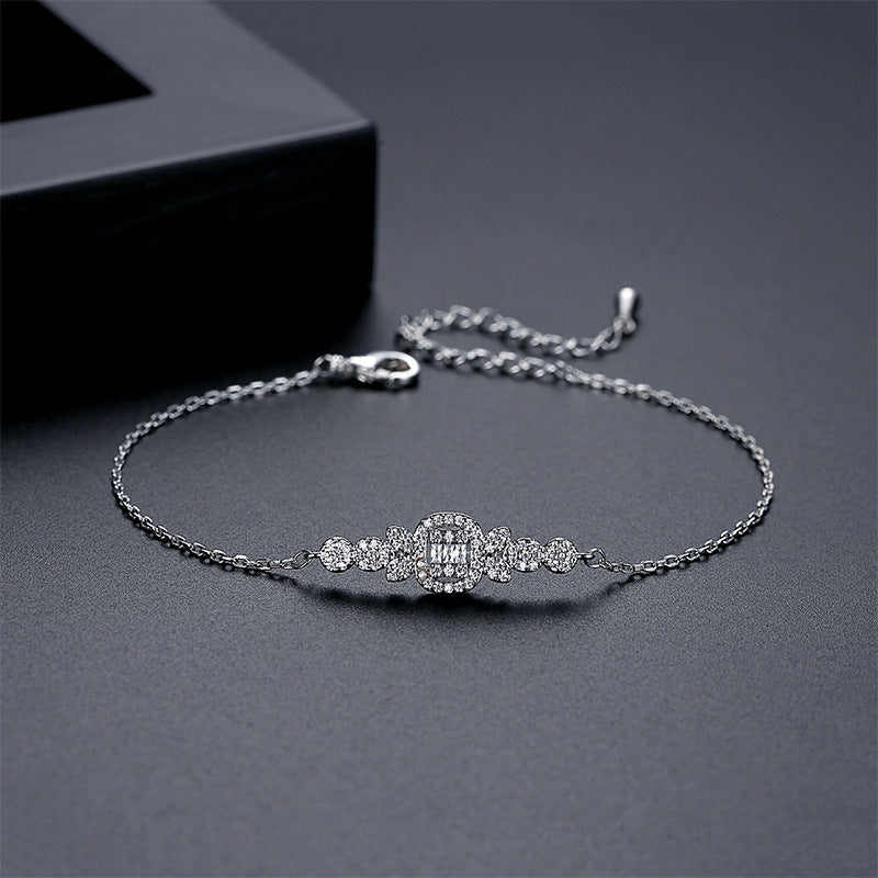 White Gold Plated Cubic Zirconia Chain Bracelet AAA1473