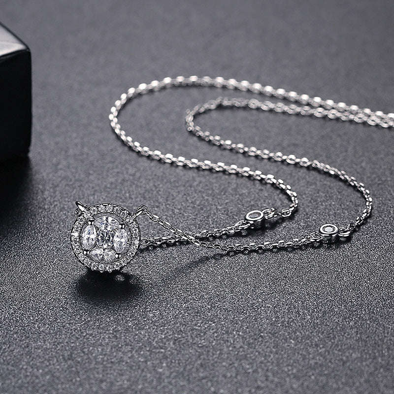Gold Plated Cubic Zirconia Round Pendant Necklace AAA1547