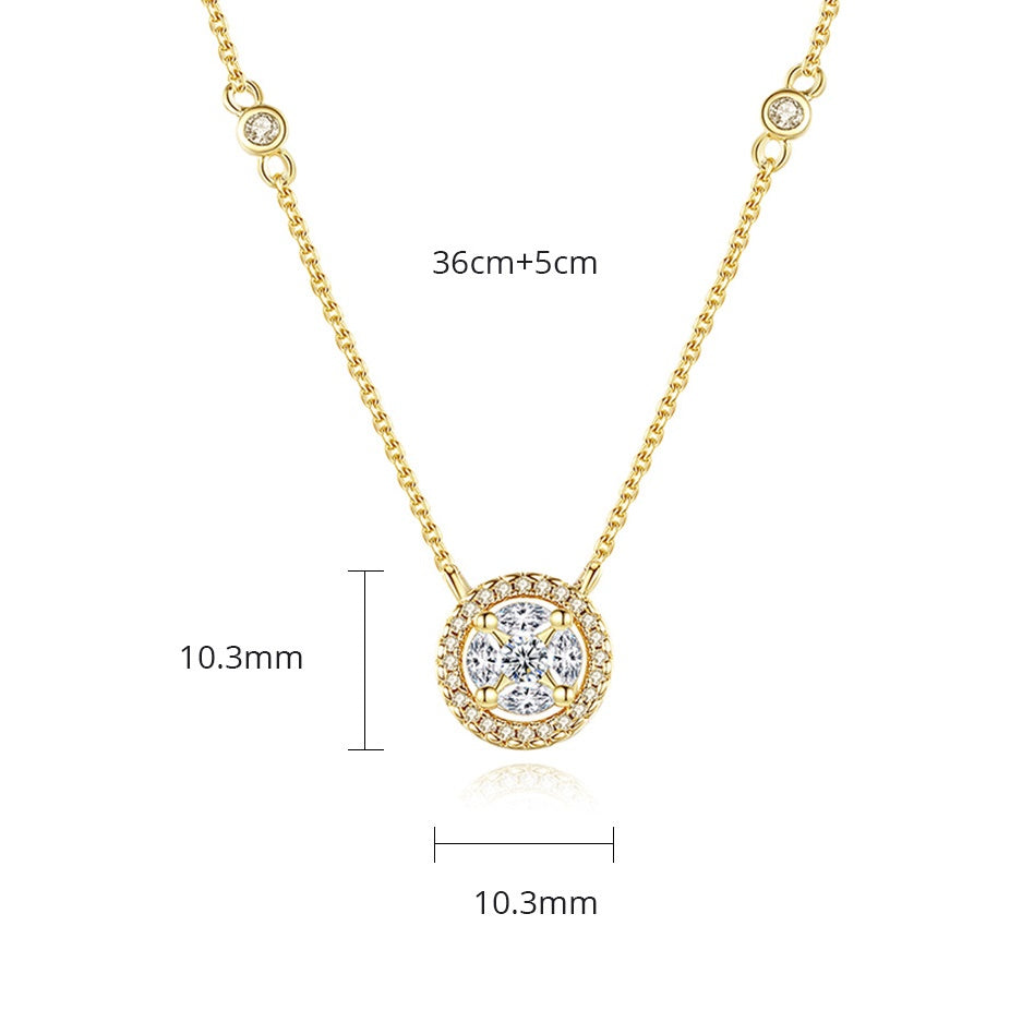 Gold Plated Cubic Zirconia Round Pendant Necklace AAA1547
