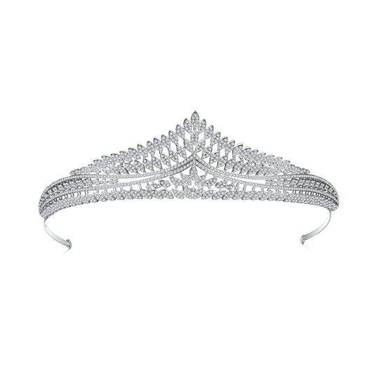 White Gold Plated Cubic Zirconia Bridal Wedding Tiara AAA1584