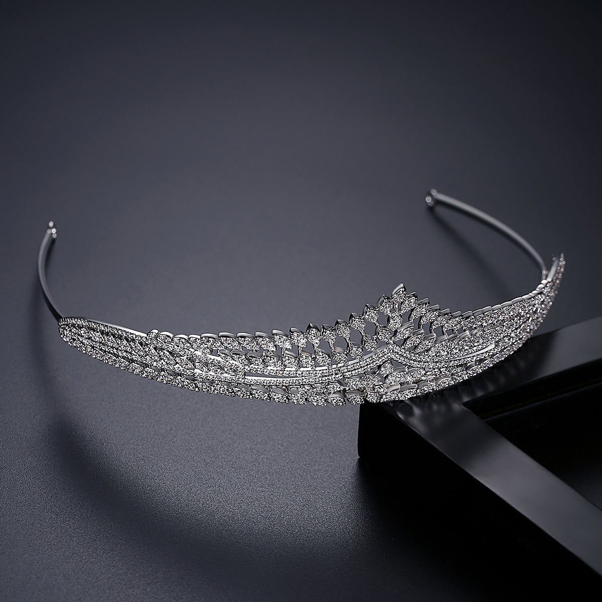 White Gold Plated Cubic Zirconia Bridal Wedding Tiara AAA1584