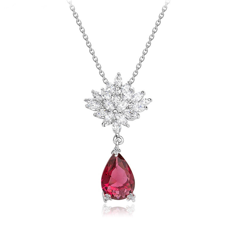 White Gold Plated Cubic Zirconia Pear Drop Pendant Necklace AAA1704
