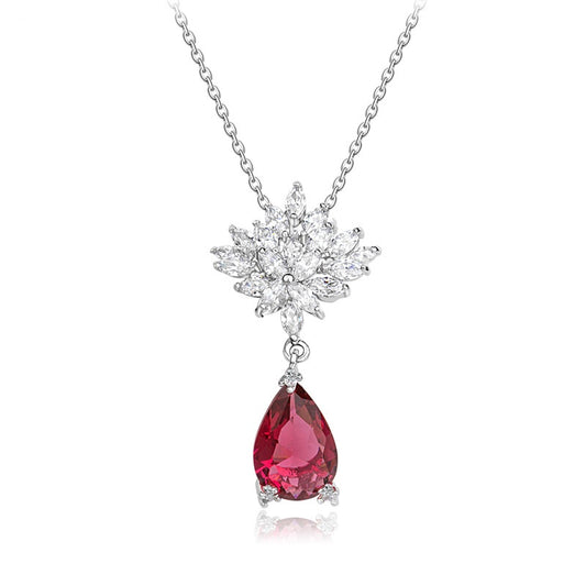 White Gold Plated Cubic Zirconia Pear Drop Pendant Necklace AAA1704