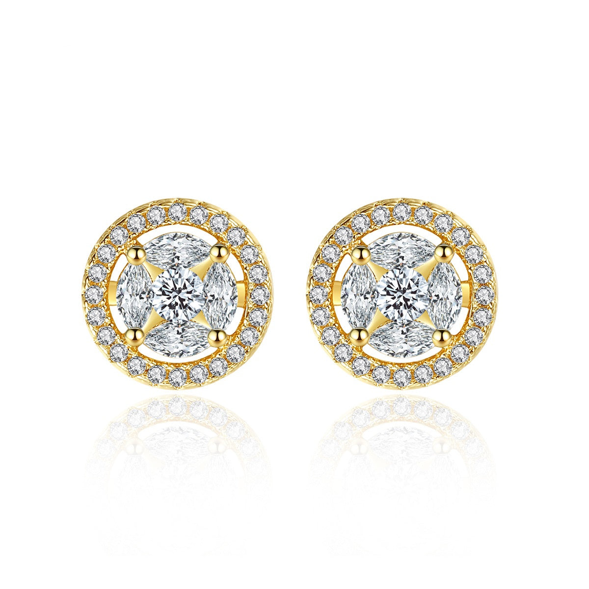 Gold Plated Cubic Zirconia Stud Earrings AAA1716