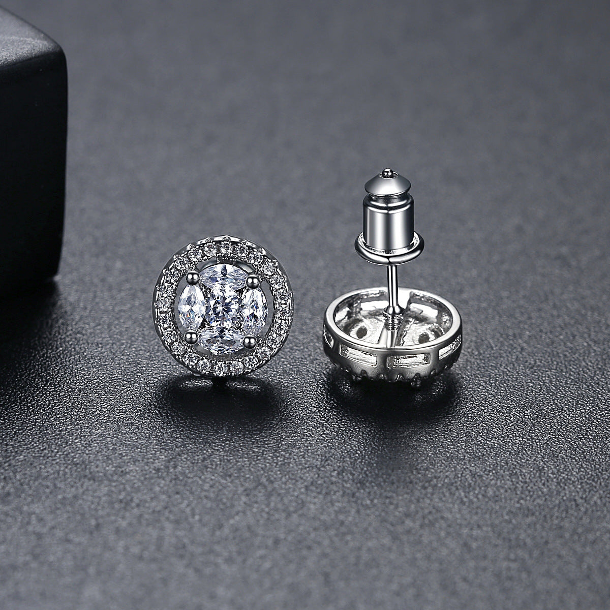 Gold Plated Cubic Zirconia Stud Earrings AAA1716