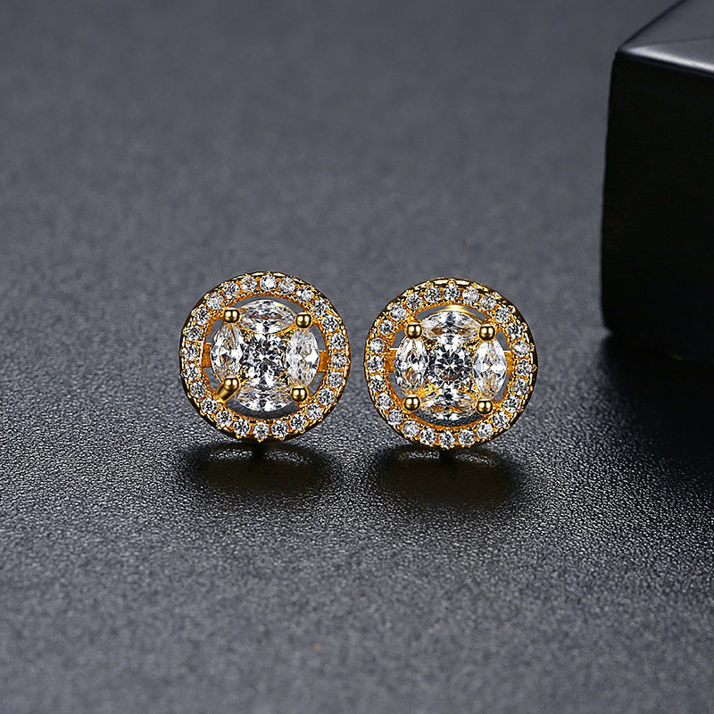 Gold Plated Cubic Zirconia Stud Earrings AAA1716