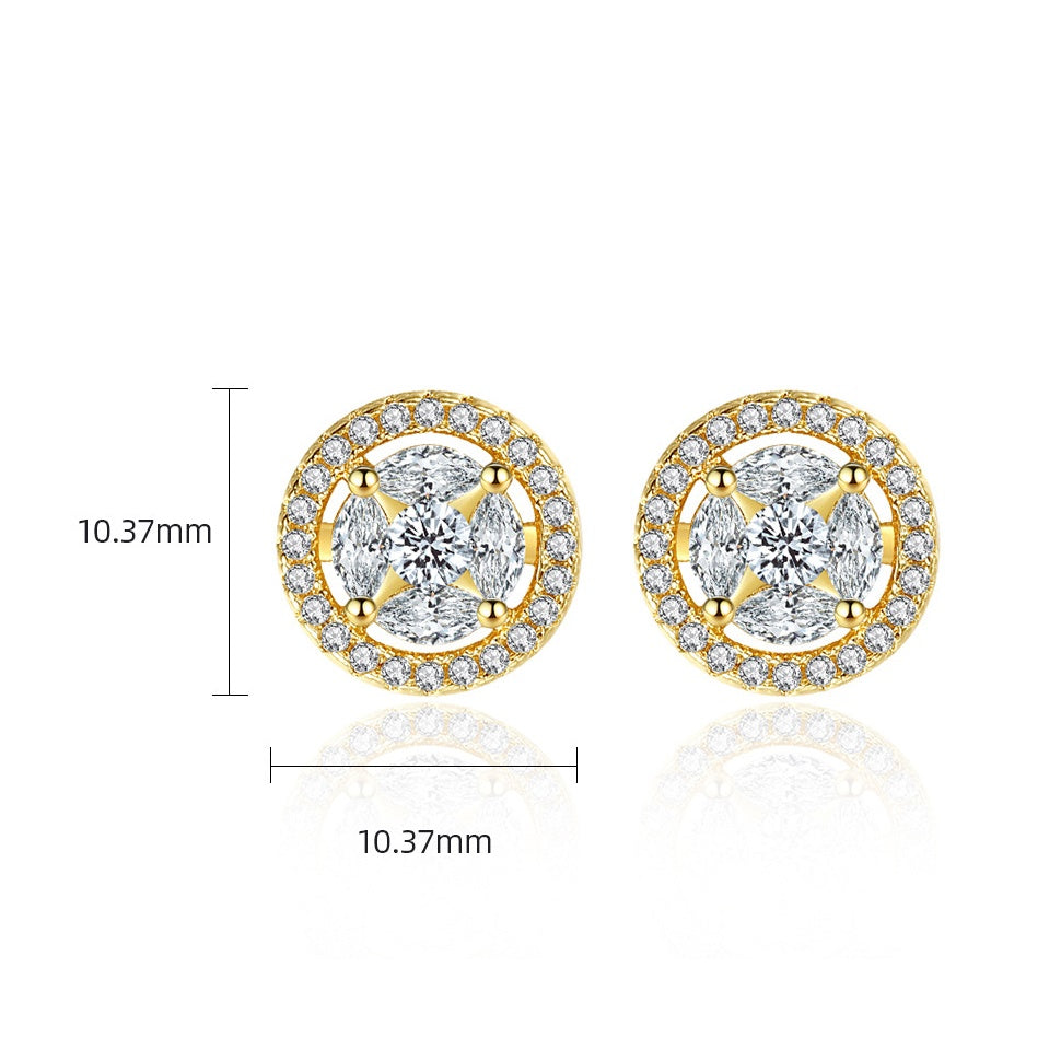 Gold Plated Cubic Zirconia Stud Earrings AAA1716