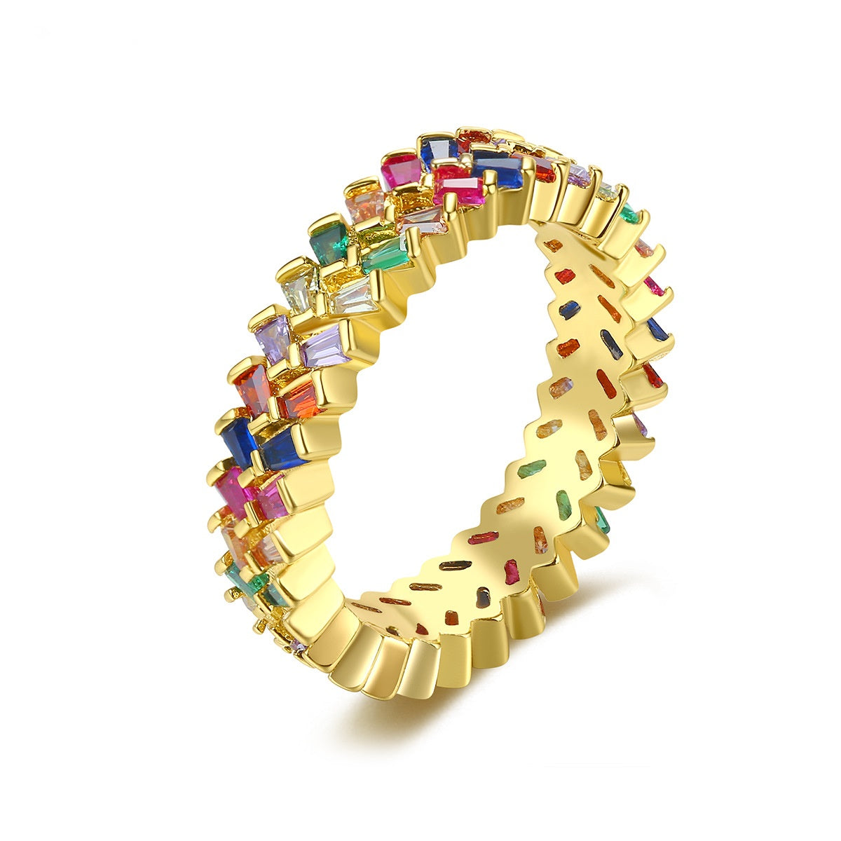 Double Row Mixed Color Cubic Zirconia Ring AAA1718