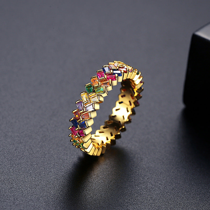 Double Row Mixed Color Cubic Zirconia Ring AAA1718