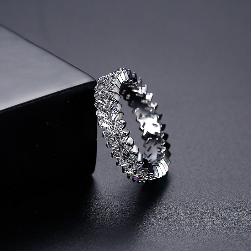 Double Row Mixed Color Cubic Zirconia Ring AAA1718