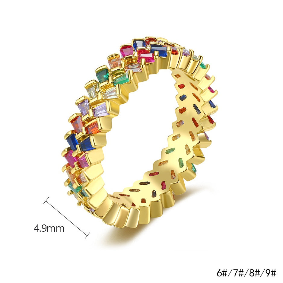 Double Row Mixed Color Cubic Zirconia Ring AAA1718