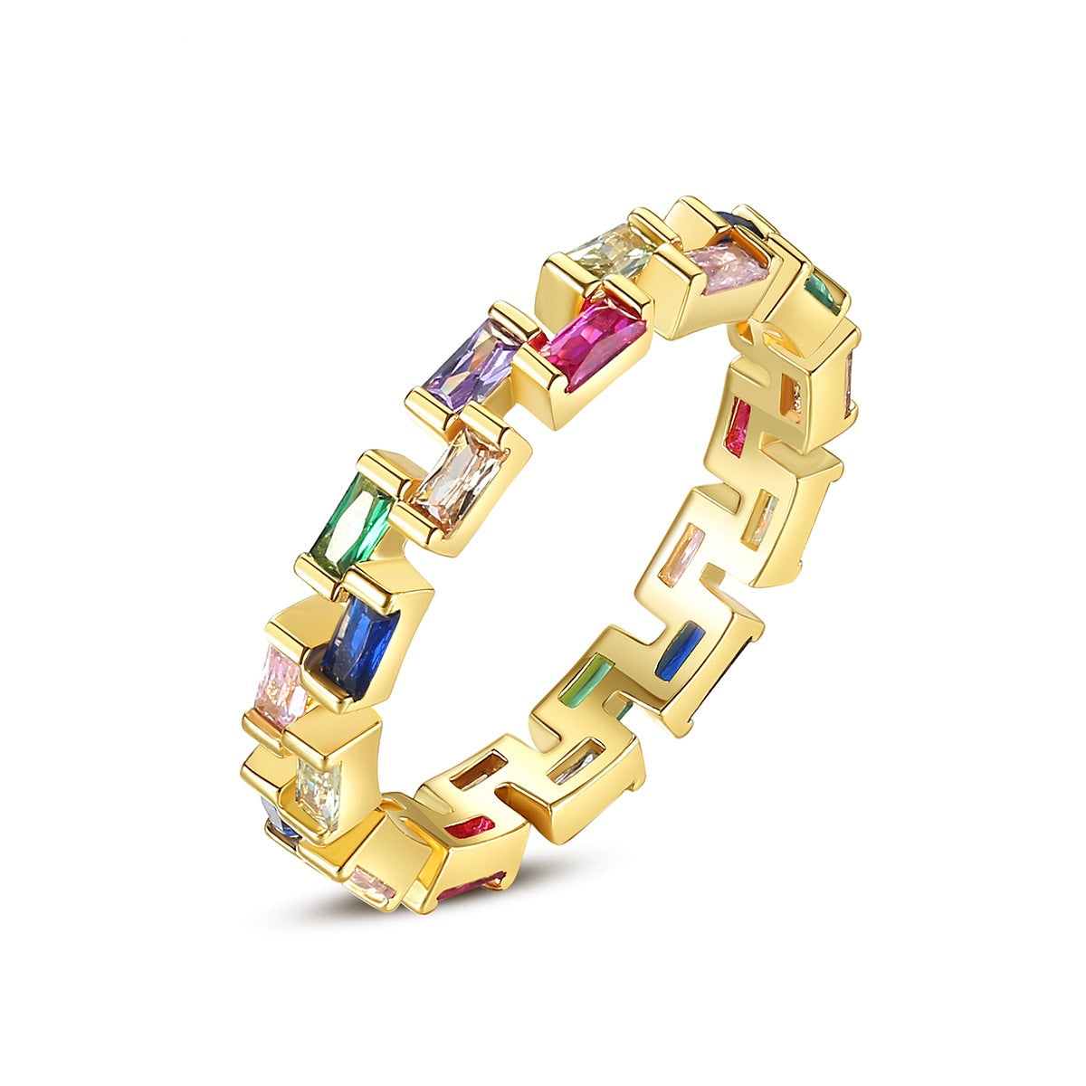 Gold Plated Mixed Color Cubic Zirconia Ring AAA1719