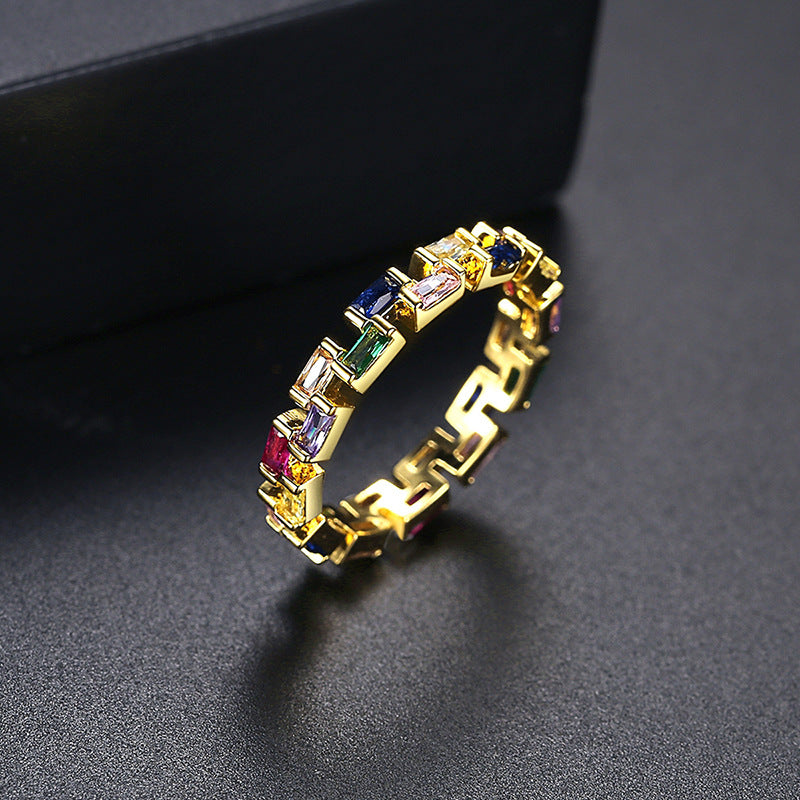 Gold Plated Mixed Color Cubic Zirconia Ring AAA1719