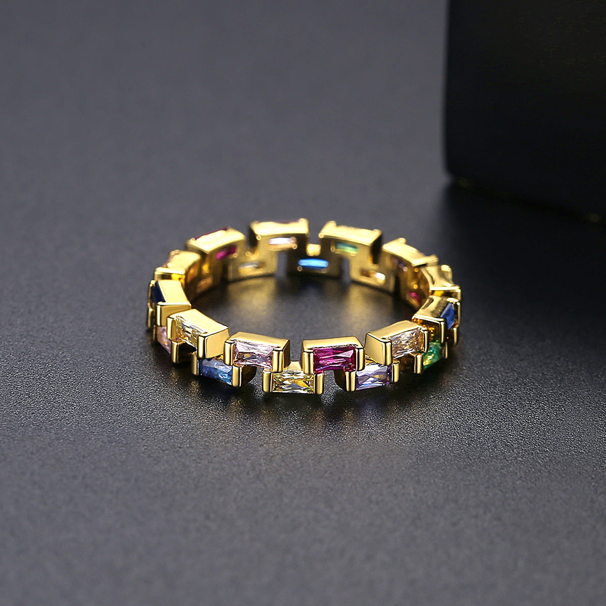 Gold Plated Mixed Color Cubic Zirconia Ring AAA1719