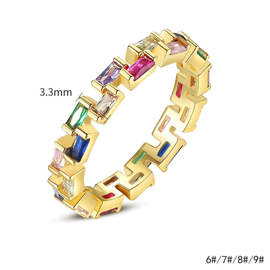 Gold Plated Mixed Color Cubic Zirconia Ring AAA1719