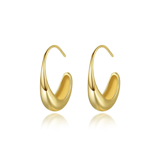Gold Plated Large Pull Through Teardrop Hoop Earrings AAA1754