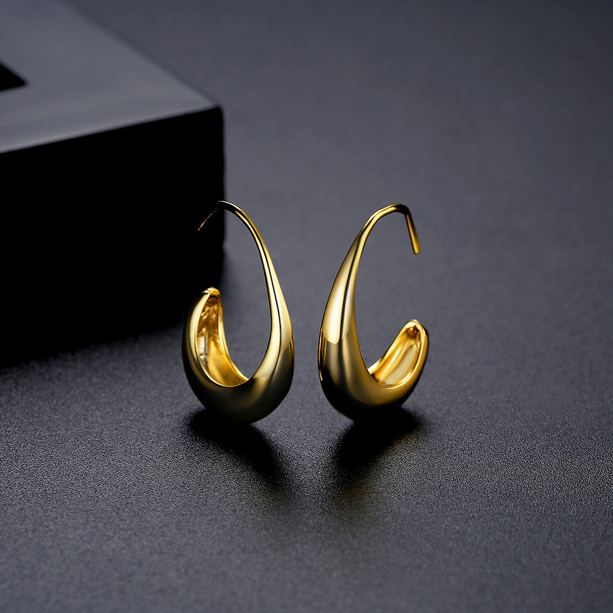 Gold Plated Large Pull Through Teardrop Hoop Earrings AAA1754