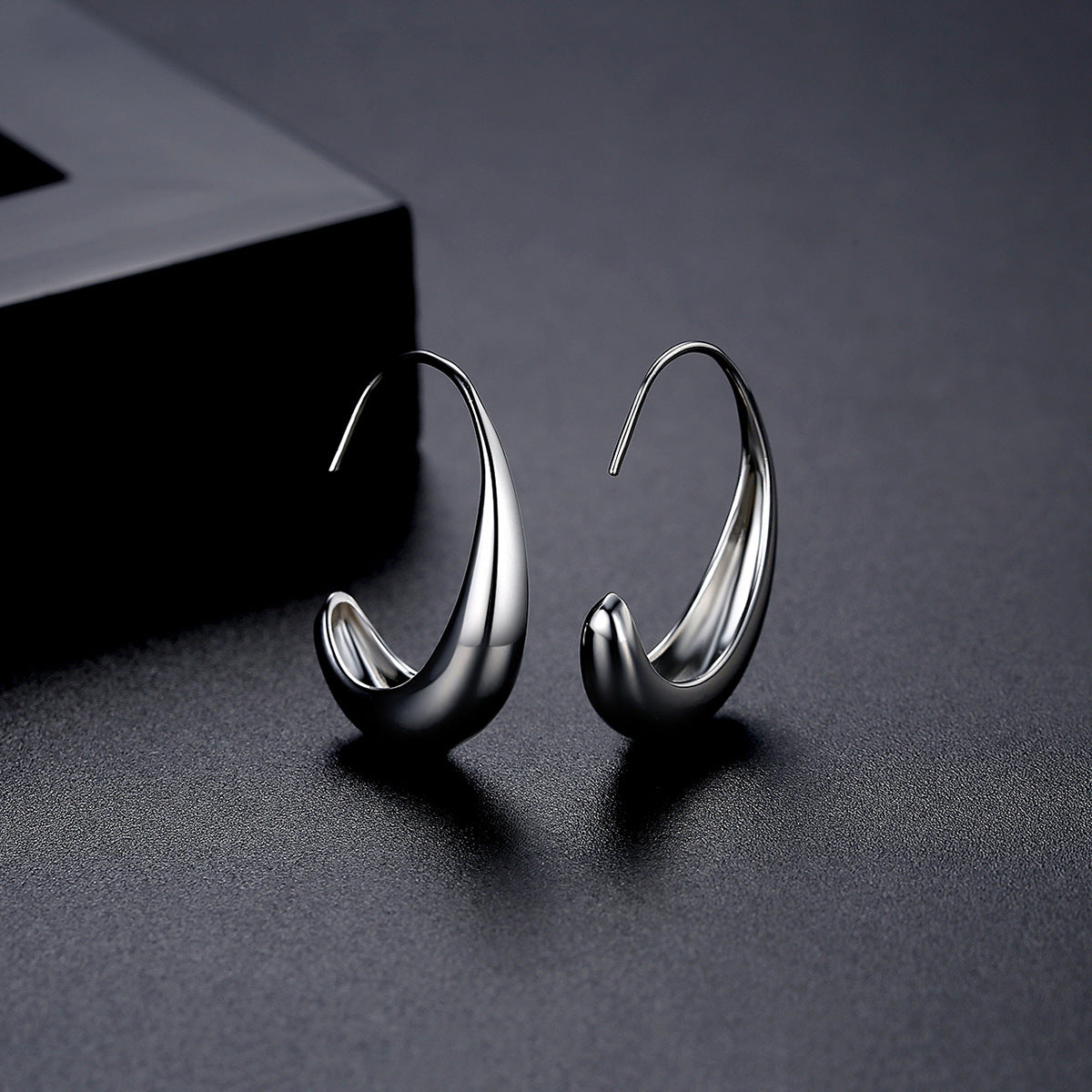 Gold Plated Large Pull Through Teardrop Hoop Earrings AAA1754