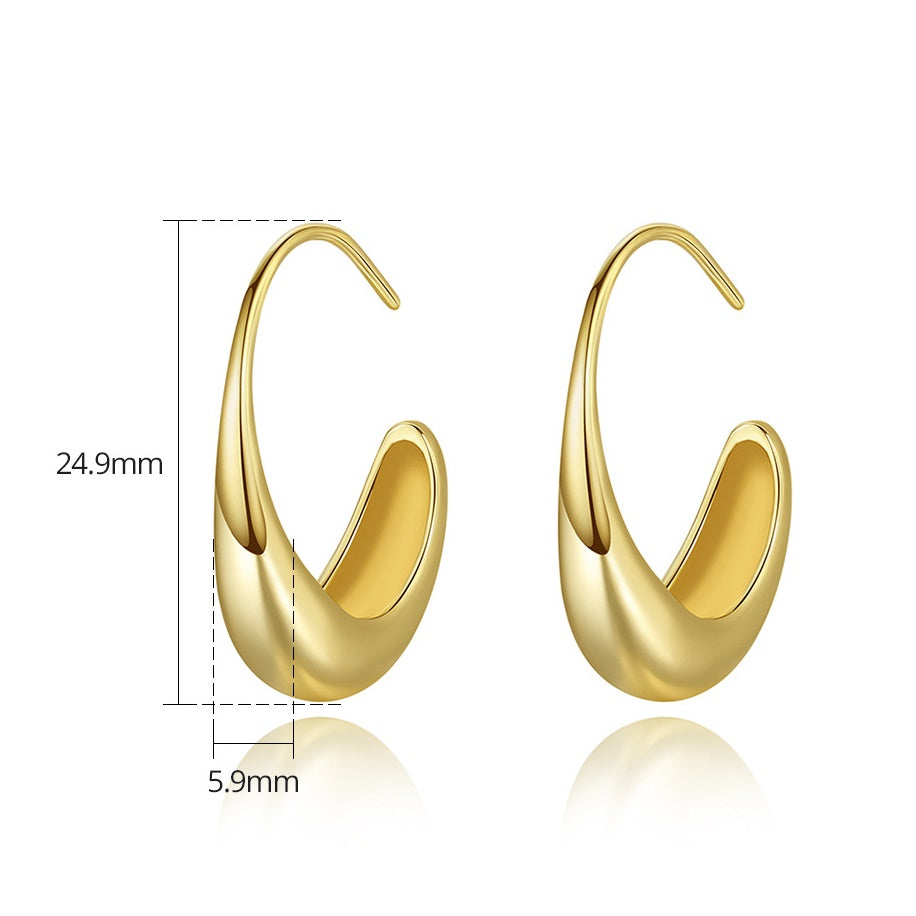 Gold Plated Large Pull Through Teardrop Hoop Earrings AAA1754