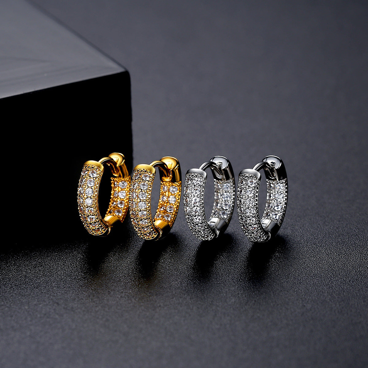 Gold Plated Cubic Zirconia Huggie Hoop Earrings AAA1760