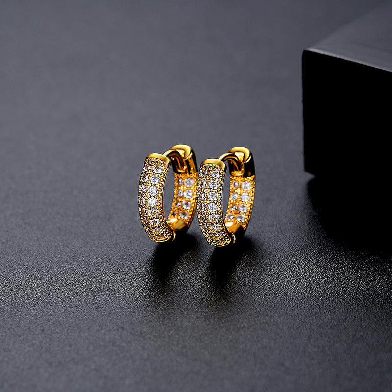 Gold Plated Cubic Zirconia Huggie Hoop Earrings AAA1760